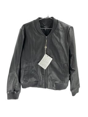 Muubaa Textured Black Bomber Jacket Size Uk 16 / US 12